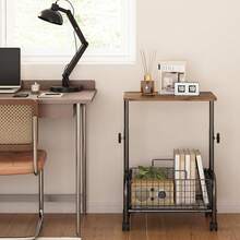 Mesa Auxiliar Sala con Ruedas, Mesa Lateral Plegable Pequeña para Sala, Mesa para Cama y Sofá Altura Ajustable, Carrito Organizador con Cestas Mesa de Café Chica Moderna Recamara, 1 Pieza - 1 - Ver 6