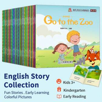 Lachilly Englisches Bilderbuch für Kinder, Vorschulbildung, Kindergarten-Lernmaterialien mit verschiedenen Geschichten, farbig beschichtetes Papier zum Vorlesen vor dem Schlafengehen & Frühkindliches Lernen