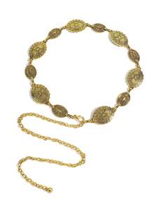 1pc New Arrival Oval & Circle Design Metal Waist Chain, Vintage Style Boho Halloween Summer, School Fall, Autumn, Halloween - Gold - View 9