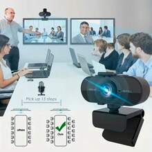 1080P HD Webcam With Built-In Microphone, Plug And Play, Privacy Cover, Stand, Suitable For Meetings, Game Streaming, Video Calls, Online Classes And Home Office, High-Definition Video, Easy Installation, Computer Camera, Laptop Camera - Black - View 6