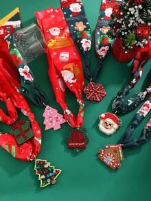 1pc Creative And Unique Santa Claus Christmas Tree Rhinestone Pearl Faux Pearl Pendant Fabric Printed Ribbon Necklace For Women, For Wearing At Festive Parties, Daily Family Gatherings, And Other Occasions, A Festive And Fashionable Piece Of Women's Jewelry.(Rhinestones In Random Color Arrangement) - Colorful - View 12