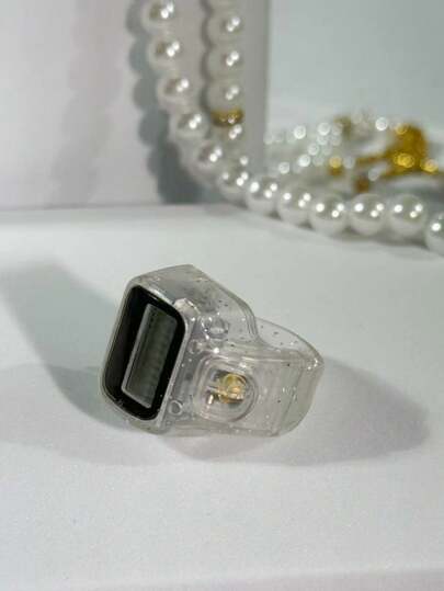 1 قطعة عداد خاتم شفاف لامع للعد الإلكتروني لخرز الصلاة في الشرق الأوسط والعالم العربي، عداد خاتم رقمي مريح للتخفيف من التوتر، مناسب لعد الصلاة والحياكة والأعمال والجولف وغيرها