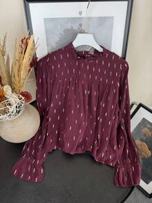 Hermiss blusa para  otoño , Detalles metálicos dorados y goma  fruncida a talla única para una S/M/L . entrega estimada 1-3dias laborable (península) - Burdeos - Ver 1