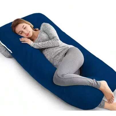 Almohada De Embarazo Y Lactancia Tamaño Jumbo Color Azul Marino + Regalo Almohadita para Cabeza de Bebe