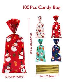 25/50/100 Stück Weihnachtsgeschenktüten mit goldenem Band, Weihnachtsmann Süßigkeitentüten, Schneemann Weihnachtsmann Geschenkverpackungstüten, Schneemann Weihnachtsgeschenkverpackung, Cellophan Süßigkeitentüten, Weihnachtsparty Geschenke, Weihnachtsparty Zubehör, Plätzchen Backverpackungstüten, Weihnachtsdekoration, Weihnachtsgeschenke, Dekoration, 2026 Neujahr