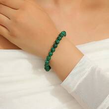 Vibe Green Jade Bracelet - Healing Wealth Bracelet - Jade Beaded Bracelet Women Men - Bring Good Luck Prosperity And Emotional Balance - Adjustable Size - 孔雀石 - 查看 5