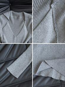 Sexy Slim Fit V-Neck Pullover Sweater, Accentuates Body Curves, Long Sleeve Knit Top