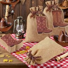 10pcs Western Cowboy Style Linen Bags Set - With Decorative Tags And Jute Ropes, Ideal For Party Decor, Holiday Decorations, Candy Packaging, Jewelry Storage, Small Gift Wrapping, Accessory Organization, And Party Supplies - Multicolor - View 7
