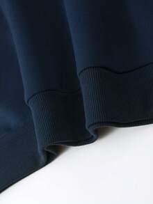 男士休闲百搭印花圆领卫衣，可叠穿，春夏款 - 藏蓝色 - 查看 6