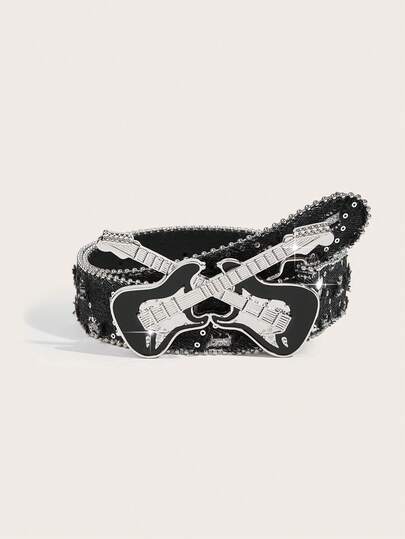 1pc Unisex Y2K Fashion Punk Style Vintage Guitar Metal Belt, Suitable For Music Festivals, Halloween, Back To School, Jeans, Daily Wear