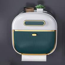 Wall-Mounted Toilet Paper Holder - Waterproof, No Drilling Required, With Convenient Drawer, Easy Self-Adhesive Installation, Bathroom Decor For Autumn - MultiWarna - View 7