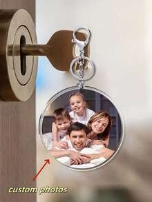 1 pieza Llavero de retrato de acrílico personalizado, adecuado para aniversario, vacaciones, boda, cumpleaños, conmemoración, todas las estaciones, Halloween, Navidad