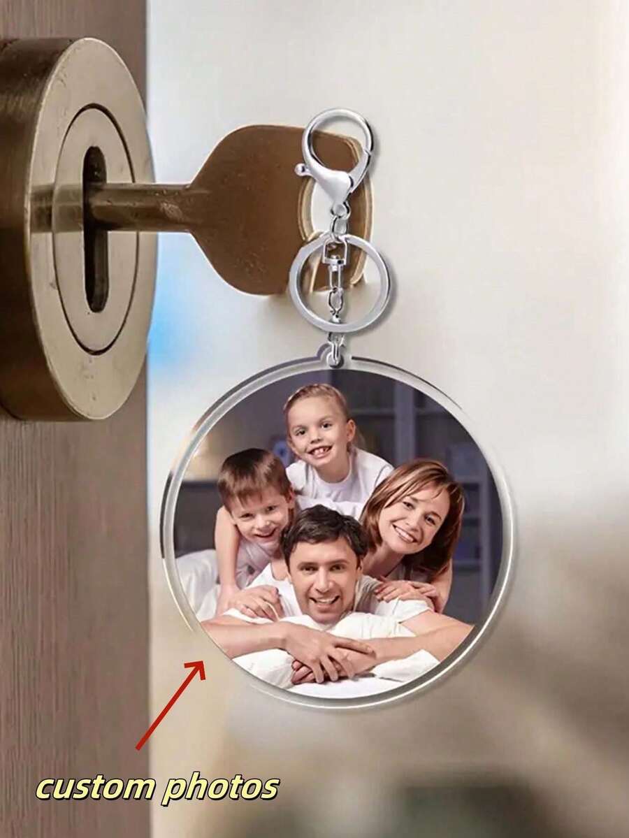 1 pieza Llavero de retrato de acrílico personalizado, adecuado para aniversario, vacaciones, boda, cumpleaños, conmemoración, todas las estaciones, Halloween, Navidad