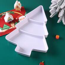 Tavă multicompartimentată în formă de brad de Crăciun pentru fructe uscate, gustări și dulciuri, potrivită pentru servirea mâncării, gustărilor, băuturilor, sushi, pizza, deserturilor, prăjiturilor și pâinii, tavă pentru micul dejun, tavă pentru cafea, tavă pentru ceai, platou pentru delicatese, ustensile de bucătărie de uz casnic, platou de servire reutilizabil cu atmosferă festivă, Crăciun 1 buc.