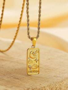 原创新款女王魔术师月亮项链无锈蚀不锈钢首饰 18K 镀金装饰