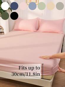 1 pieza Sábana ajustable, Ropa de cama, Protector de colchón, Textil para el hogar acogedor, Cubrecama, Amigable con la piel, Sábanas, Protector de colchón transpirable y antipelusas, Suave y amigable con la piel, Para cama individual, cama twin, cama full, cama queen y cama king, Para todas las estaciones, Ropa de cama decorativa elegante y encantadora para dormitorio o residencia, Lavable a máquina, Blanco, Rosa, Negro, Azul marino, Beige, Gris, Azul, Verde, Decoración de otoño, Decoración de habitación, Vuelta al colegio, Útiles escolares