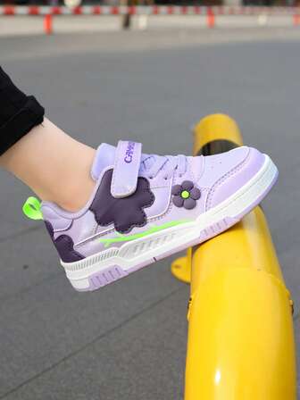 女童帆布运动鞋，PU材质，蝴蝶装饰，休闲运动，女童鞋，返校，万圣节，圣诞节，新年，校园风格，百搭日常穿着