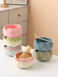 1/4/6/8pcs Pastel Pink Sakura Matcha Bowl Set, Suitable For Making Matcha Latte, Perfect Gift For Matcha Lovers, Song Dynasty Tea Ceremony Tool, Ideal For Matcha Beginners - Multicolor - View 4
