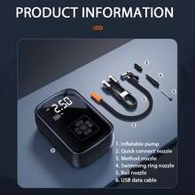 Tragbares Reifenaufpumpset, kabelloser Autoreifen-Luftkompressor, 150 PSI elektrische Reifenluftpumpe, 2*2000mAh Hochleistungsbatterien mit LED-Licht und digitalem Druckmesser, geeignet für Autoreparaturen, Motorräder, Autos, Bälle, Fahrräder; Outdoor-Reise-Autozubehör