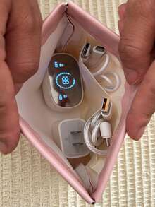 1个自动密封数码收纳袋，耳机收纳袋，零钱包，迷你便携口红化妆包，旅行充电器收纳袋，相机配件线缆收纳袋，电子配件袋，防水旅行装备，科技产品收纳袋，男女通用 - 彩色 - 查看 11