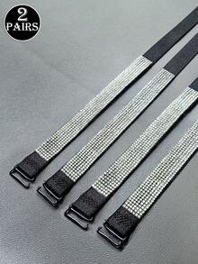 1/2 Cặp Áo ngực có dây đeo vai có thể tháo rời đính đá Rhinestone nhiều màu lấp lánh, quyến rũ dành cho nữ - Nhiều màu - Xem 11