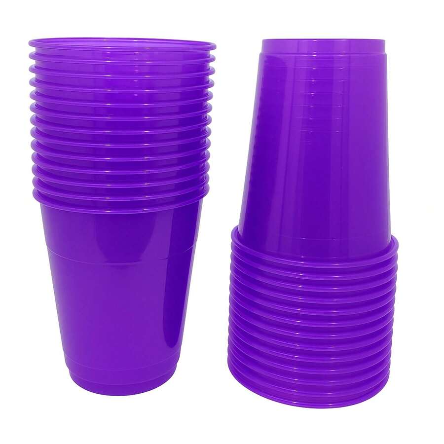 50 Premium Neon Glasses 300ml For Parties And Clubs - 紫色 - 查看 1