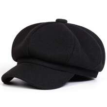 1 pieza Sombrero octogonal de fieltro de lana de unicolor para mujer, boina de moda, versátil para exteriores, casual, negocios, fiestas, cálido para otoño/invierno - Multicolor - Ver 17