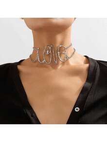 Minimalist Personality Exaggerated Letter Cool Chic Necklace Retro Fashionable Temperament Hip-Hop Style Necklace - AMORe Gold - View 3