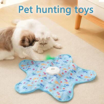 捉迷藏互动猫玩具，可移动隐藏式魔杖羽毛，自动充电室内小猫运动踢球器