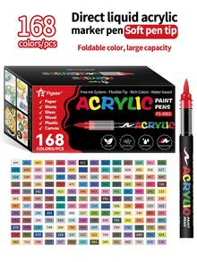1 支直销液体软头丙烯马克笔，288/240/168/120/100/72/60/48/36/24/12 色，学生用，不透明，可堆叠，水彩笔，高美感，适合艺术生 DIY 绘画