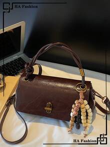 Vintage Suede Patchwork PU Leather Women's Handbag, Shoulder Bag, Daily Commute Small Square Bag