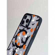 This Simple Magnetic Phone Case With Halloween Pumpkin, Ghost, And Bat Patterns Is Suitable For 16/15/14/13/12/11 Pro/Plus/ProMax/XS Max/X/XS/S22/S22PLUS/S23/S23PLUS/S24/S24PLUS/S25/S25PLUS/S25ULTRA Series Phones. It Supports Wireless Charging And Has Shockproof Protection. It Is A Fashionable Choice For Gifts For Family, Friends, Yourself, Partners, Etc. - Multicolor-4 - View 5