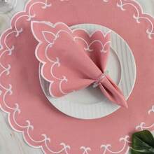 Placemat Kit, Embroidered Placemat, Round/Rectangular Table Placemat And Napkins - 斯巴達玫瑰 - 查看 3