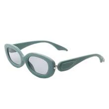 Oval Narrow Round Chic Sunglasses Retro Fashion Eyewear Perfect For Travel, Driving, Daily Wear, Vacation Outfits, Resort Looks, Business Casual Wardrobe Essentials And Unisex Accessories - 橄欖綠 - 查看 1