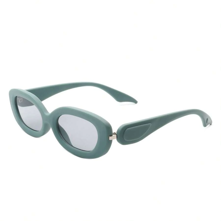 Oval Narrow Round Chic Sunglasses Retro Fashion Eyewear Perfect For Travel, Driving, Daily Wear, Vacation Outfits, Resort Looks, Business Casual Wardrobe Essentials And Unisex Accessories - 橄欖綠 - 查看 1