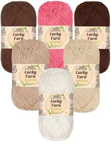 6 件套高品质 100% 腈纶纱线套装，4 层，1.76 盎司/绞，适用于针织和钩编服装、围巾、袜子、帽子、披肩和小型工艺品，秋冬 - 彩色 - 查看 7