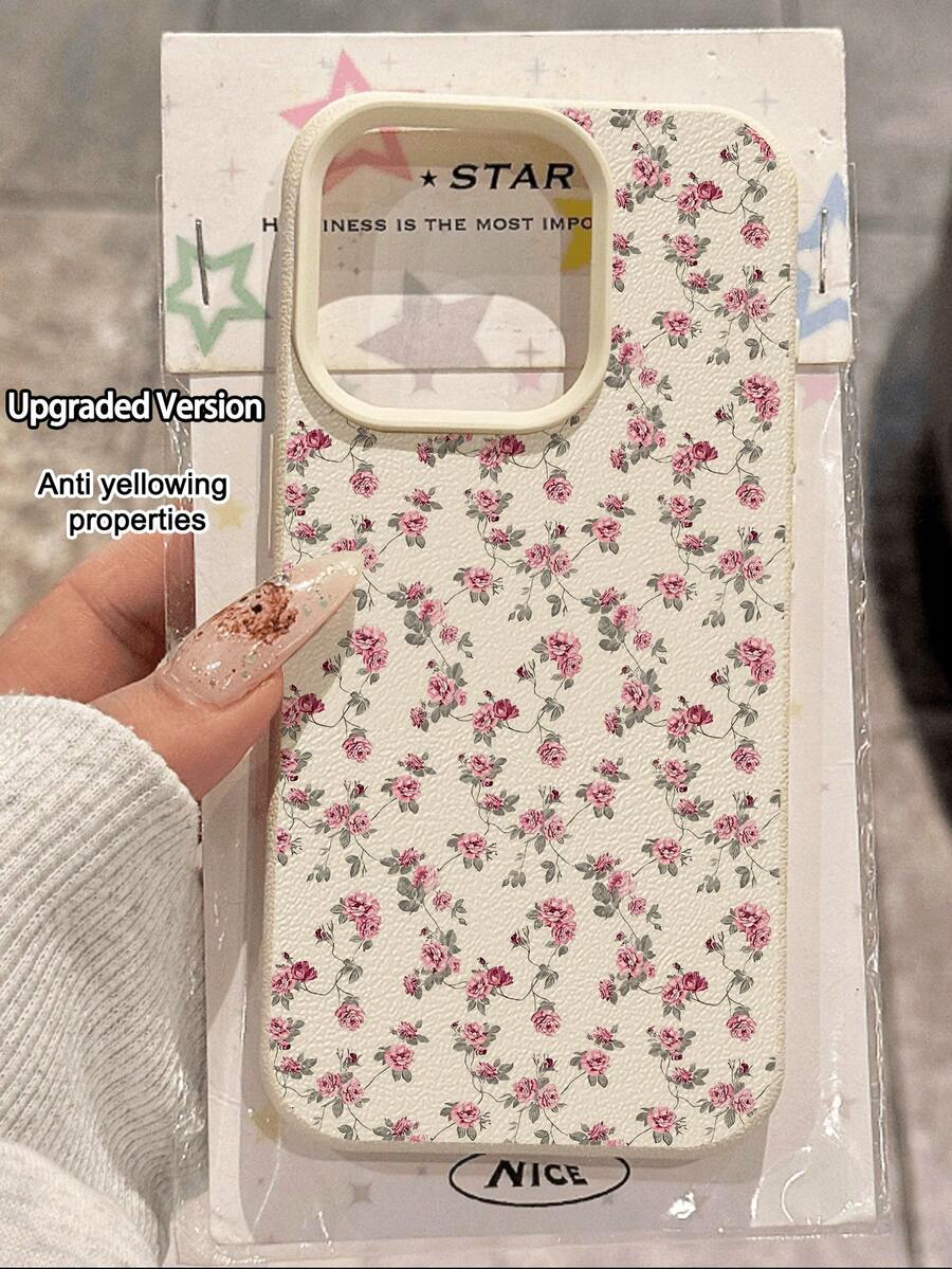 1个可爱玫瑰图案防水防摔防滑软手机壳保护套，兼容苹果和其他手机