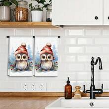 2/4 Piezas Juego, Paños de Cocina con Estampado de Búho en la Nieve, Navidad, Toallas Modernas de Microfibra Super Absorbentes para Cocinar y Hornear, Paños de Cocina Estampados, Toallas de Limpieza, Toallas de Mano, Toallas de Té, Ultra Suaves y Altamente Absorbentes, Gran Regalo para Vecinos, Madres, Amigos, Cumpleaños, Navidad, Decoración Navideña, Obsequio de Inauguración, Accesorios de Cocina, Decoración de Cocina, Artículos Esenciales Diarios - Multicolor - Ver 6