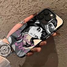 Funda trasera mate a prueba de golpes para iPhone 16 15 14 13 12 Pro Max X XR XS MAX 8 33 Plus con diseño de chica de mezclilla de anime de dibujos animados - Mezcla de colores - Ver 8