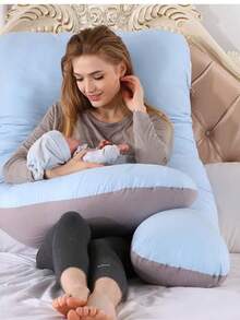 Genérico cojín de maternidad y lactancia azul con gris, accesorio para maternidad, cojín ajustable azul y gris, comodidad para lactancia y embarazo - Azul - Ver 2