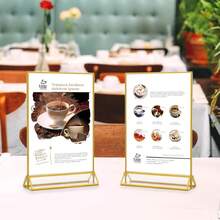 3/6/12 Pack Acrylic Gold Sign Holder, 4x6 Inch/5x7 Inch Tabletop Gold Picture Frames, Clear Double Sided Menu Holder, Wedding Table Numbers Picture Frames, Photo Displays For Events And Decor (Gold) - Gold-4x6 Inch - 查看 6