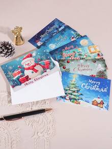 25pcs/Pack Merry Christmas Pattern Vintage Christmas Greeting Cards, Handwritten Thank You Wishes Message Greeting Cards, Gift Box Decorating Holiday Cards, Christmas Gifts For Friends And Family