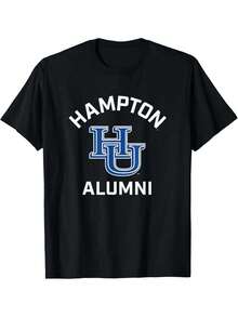 Hampton University Pirates Arch Alumni T-Shirt, Selected Pure Cotton, Fun Design, DIY Pure Cotton, Rich Patterns, Soft And Breathable, Casual And Versatile, Halloween Christmas Couple Outfit - 黑色 - 查看 1