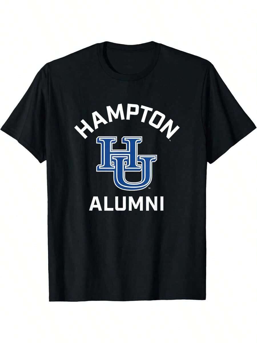 Hampton University Pirates Arch Alumni T-Shirt, Selected Pure Cotton, Fun Design, DIY Pure Cotton, Rich Patterns, Soft And Breathable, Casual And Versatile, Halloween Christmas Couple Outfit - 黑色 - 查看 1