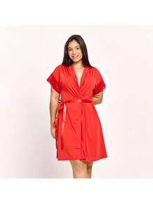 Hoby Robe Microfiber Luxury Sensual Comfort Hobby Bathrobe Honeymoon Nightwear | 811 - 紅色 - 查看 4