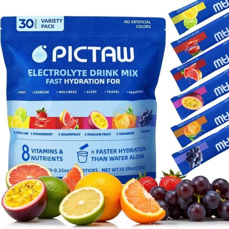 Electrolytes Powder Packets - Hydration Packets, Liquid Daily IV Hydrate Packets For Dehydration Relief And Rehydration Portable, Instant Electrolyte Drink Mix NonGMO 1058oz 300g (Variety 30 Packets) - Flavor Name B - View 1