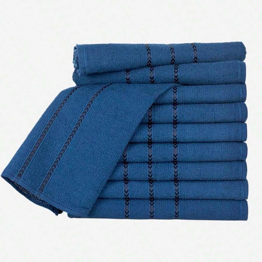 Toalha de Banho Kit 10 Peças 70x120cm 230g/m² Macia com Costuras Reforçadas Atacado - Azul - Visão 1