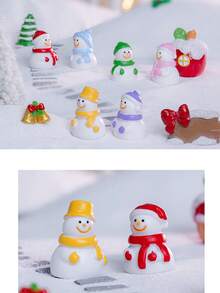 6 pièces Décorations de Noël, figurines mignonnes de bonhomme de neige avec écharpe - Convient pour les scènes enneigées miniatures, la décoration DIY, les accessoires de voiture, la décoration de bureau et de maison, les décorations de fête - Ornements en résine adorables