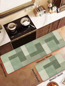 1 件硅藻土厨房垫，现代摩洛哥几何绿色拼布设计，软橡胶缓冲抗疲劳厨房地毯，吸水，防滑，适用于厨房、浴室、洗衣房、入口 - 彩色 - 查看 11