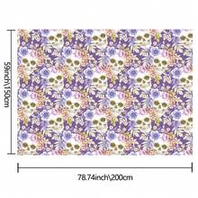 1 pieza/4 piezas/8 piezas Mantel impermeable y resistente al calor con diseños de calavera, flor, morado de Halloween y Día de los Muertos, de 90*150cm/150*200cm para decoración de mesa de cocina y comedor, decoración del hogar, Halloween y Día de los Muertos